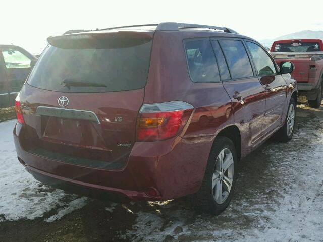 JTEES43A582102028 - 2008 TOYOTA HIGHLANDER RED photo 4