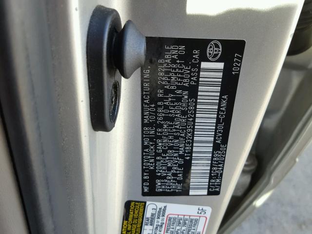 4T1BE32K95U425805 - 2005 TOYOTA CAMRY LE TAN photo 10