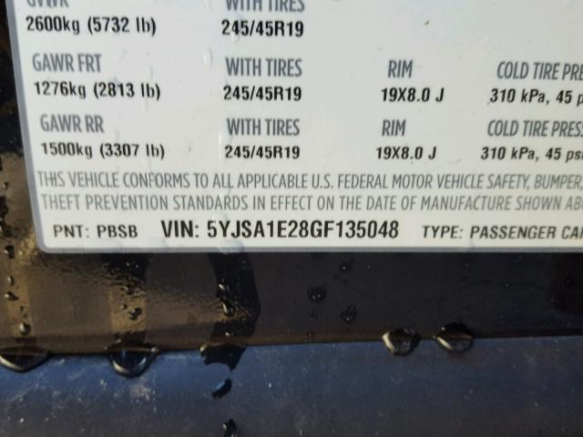 5YJSA1E28GF135048 - 2016 TESLA MODEL S BLACK photo 10