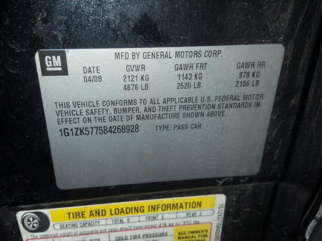 1G1ZK577584268928 - 2008 CHEVROLET MALIBU LTZ 黑色 照片 10