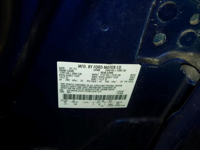 2FMDK3GC7DBC65723 - 2013 FORD EDGE SE BLUE photo 10