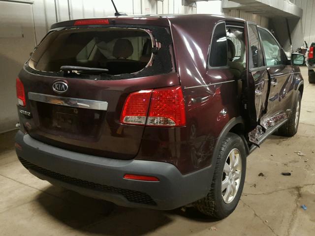 5XYKTCA18BG183248 - 2011 KIA SORENTO BA BURGUNDY photo 4