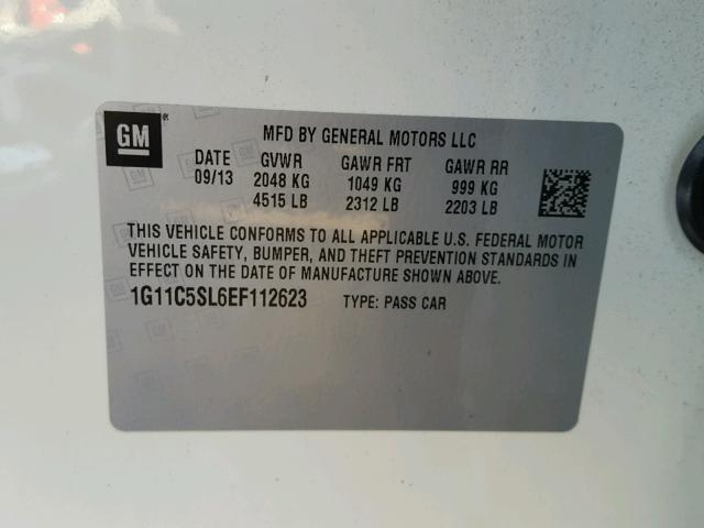 1G11C5SL6EF112623 - 2014 CHEVROLET MALIBU 1LT WHITE photo 10