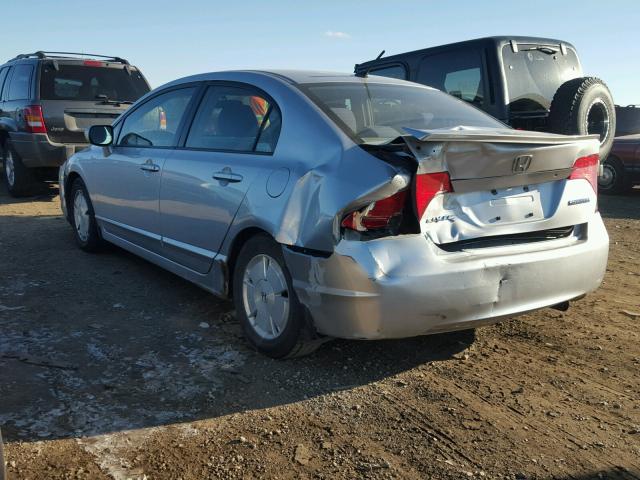 JHMFA36276S003152 - 2006 HONDA CIVIC HYBR SILVER photo 3