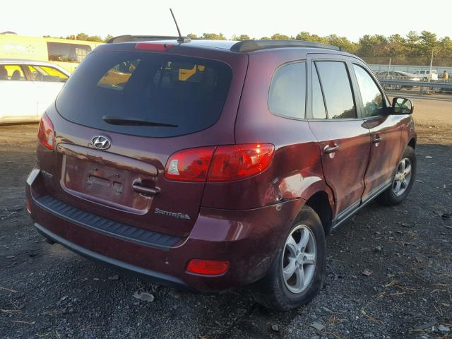 5NMSG13DX8H154834 - 2008 HYUNDAI SANTA FE G BURGUNDY photo 4