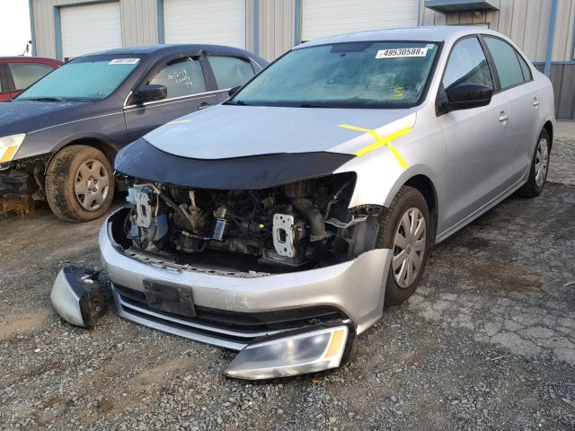 3VW2K7AJ1FM344832 - 2015 VOLKSWAGEN JETTA BASE ვერცხლისფერი ფოტო 2