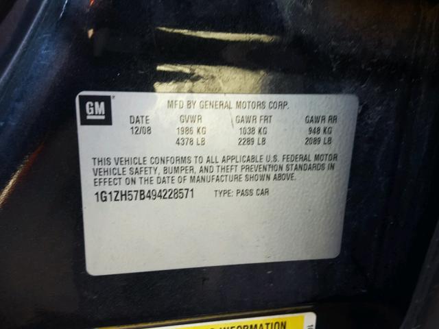 1G1ZH57B494228571 - 2009 CHEVROLET MALIBU 1LT 黑色 照片 10