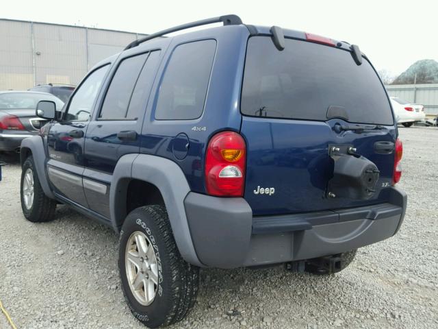 1J4GL48K42W223008 - 2002 JEEP LIBERTY SP BLUE photo 3