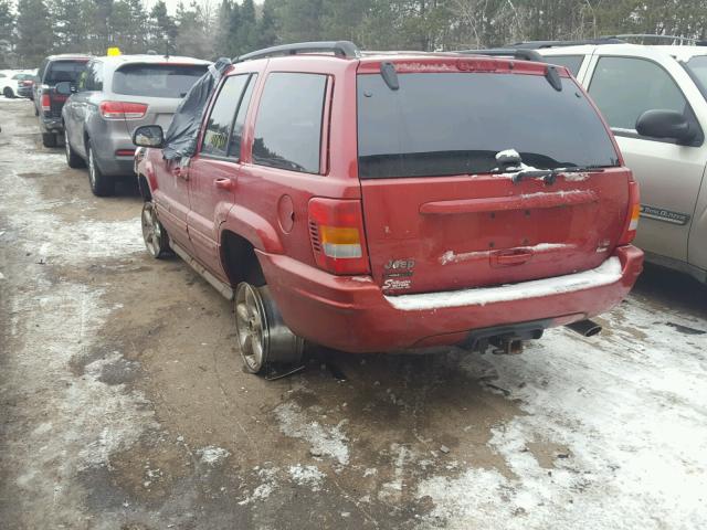 1J8GW68J22C168956 - 2002 JEEP GRAND CHER RED photo 3