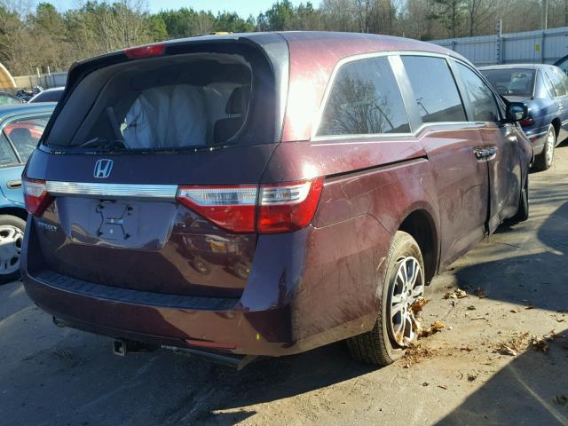 5FNRL5H68DB080630 - 2013 HONDA ODYSSEY EX BURGUNDY photo 4