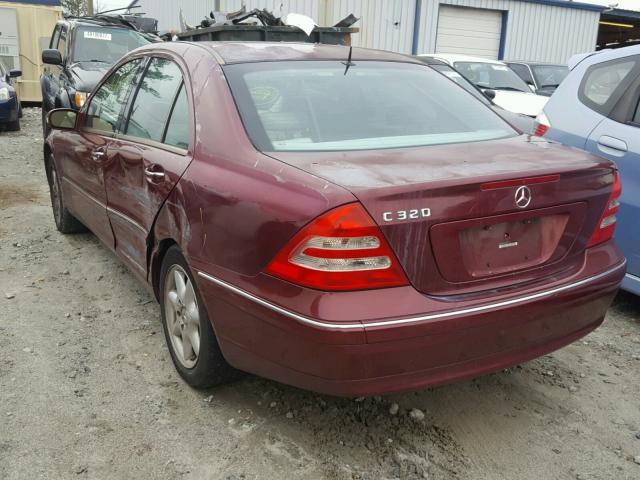 WDBRF64J82E007746 - 2002 MERCEDES-BENZ C 320 MAROON photo 3