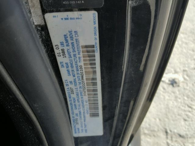 3VWFE21C03M431100 - 2003 VOLKSWAGEN NEW BEETLE 黑色 照片 10