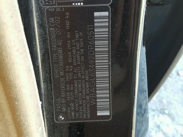 WBAGL63492DP60511 - 2002 BMW 745 I BLACK photo 10