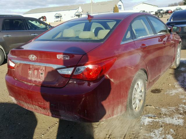 5NPEB4AC8BH011981 - 2011 HYUNDAI SONATA GLS RED photo 4