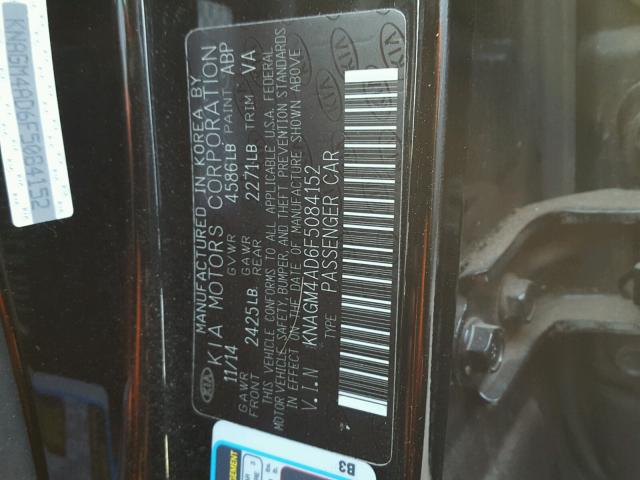 KNAGM4AD6F5084152 - 2015 KIA OPTIMA HYB BLACK photo 10