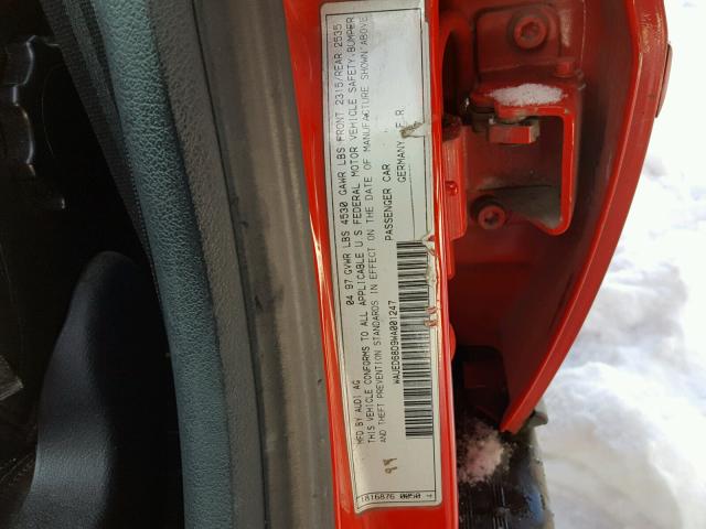 WAUED68D9WA001247 - 1998 AUDI A4 2.8 QUA RED photo 10