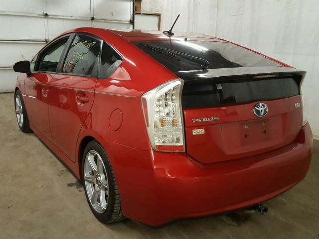 JTDKN3DU1A0174590 - 2010 TOYOTA PRIUS RED photo 3