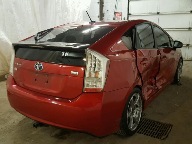 JTDKN3DU1A0174590 - 2010 TOYOTA PRIUS RED photo 4