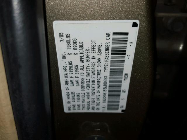 1HGCM56155A180383 - 2005 HONDA ACCORD DX GOLD photo 10