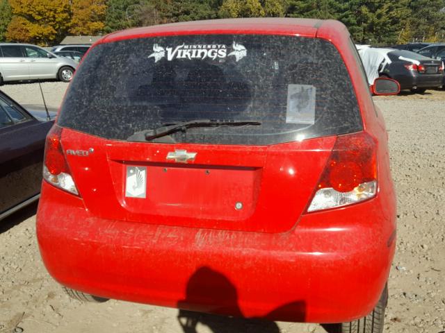 KL1TD66607B731498 - 2007 CHEVROLET AVEO BASE Қызыл фото 9