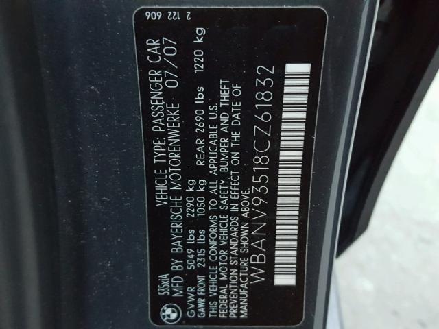 WBANV93518CZ61832 - 2008 BMW 535 XI GRAY photo 10