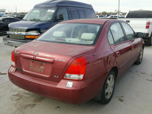 KMHDN45D12U370094 - 2002 HYUNDAI ELANTRA GL RED photo 4