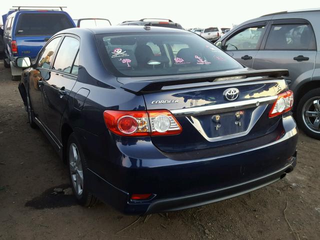 2T1BU4EE8BC734371 - 2011 TOYOTA COROLLA BA BLUE photo 3