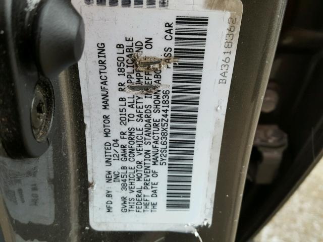 5Y2SL638X5Z441836 - 2005 PONTIAC VIBE GRAY photo 10