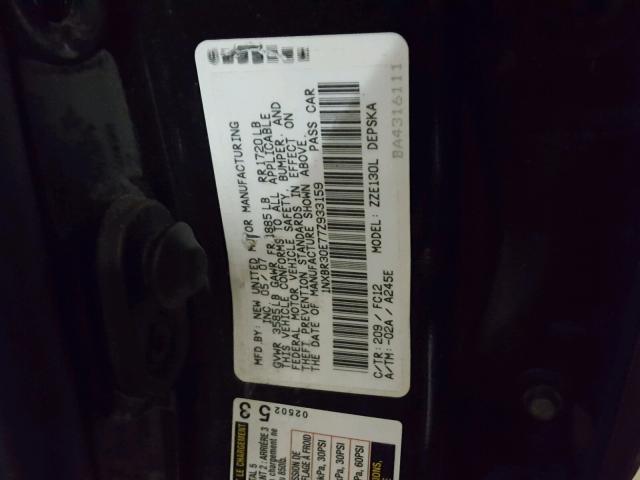 1NXBR30E77Z933159 - 2007 TOYOTA COROLLA CE BLACK photo 10