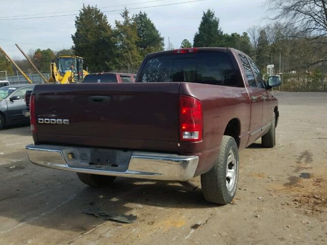 1D7HA18NX2S573698 - 2002 DODGE RAM 1500 BURGUNDY photo 4