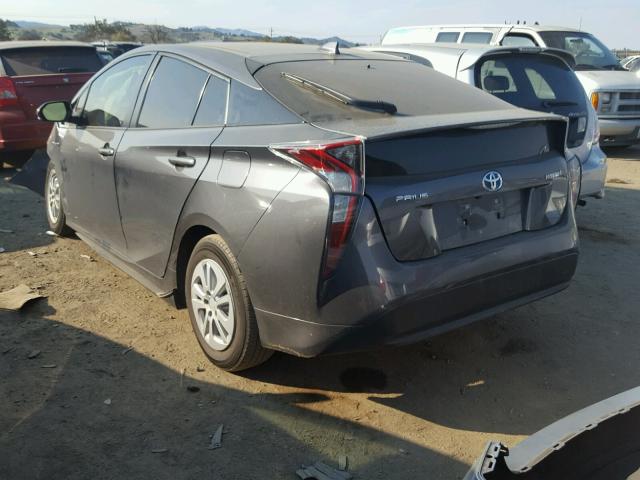 JTDKBRFU4H3033837 - 2017 TOYOTA PRIUS CHARCOAL photo 3