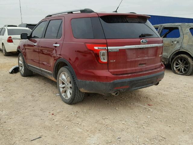 1FM5K7D81DGC69674 - 2013 FORD EXPLORER X RED photo 3