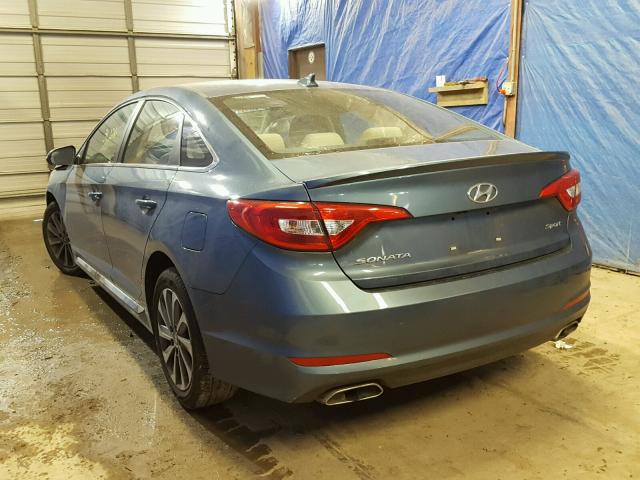 5NPE34AF4FH083452 - 2015 HYUNDAI SONATA SPO BLUE photo 3