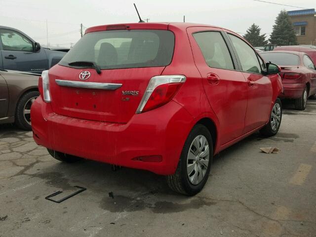 JTDKTUD35CD532028 - 2012 TOYOTA YARIS RED photo 4