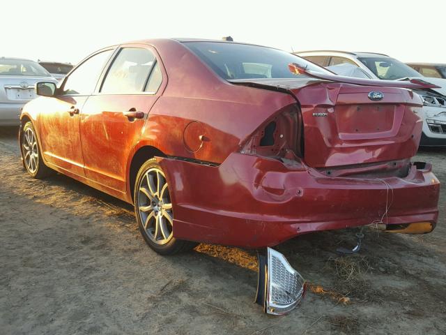 3FAHP0HA0BR155863 - 2011 FORD FUSION SE RED photo 3