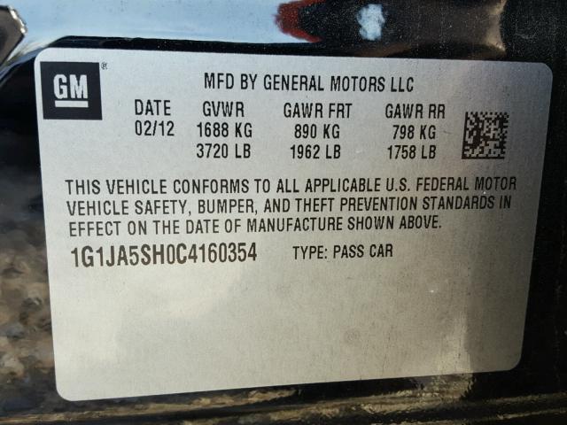 1G1JA5SH0C4160354 - 2012 CHEVROLET SONIC LS Qara foto 10