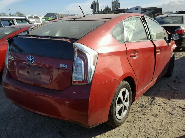 JTDKN3DU8E0379779 - 2014 TOYOTA PRIUS RED photo 4