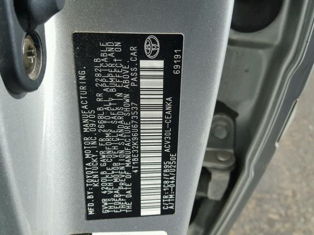 4T1BE32K96U673537 - 2006 TOYOTA CAMRY LE SILVER photo 10