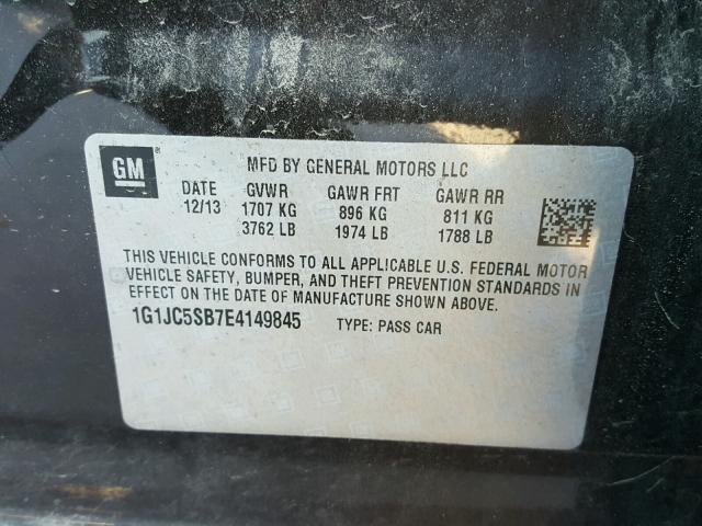 1G1JC5SB7E4149845 - 2014 CHEVROLET SONIC LT SILVER photo 10