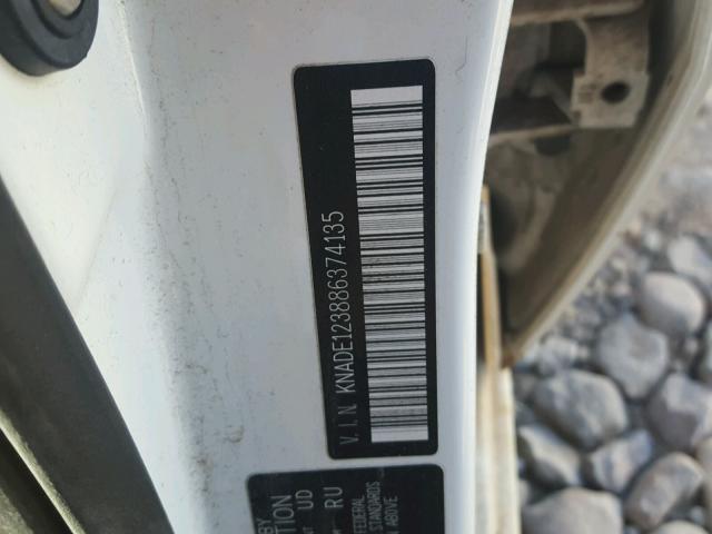 KNADE123886374135 - 2008 KIA RIO BASE WHITE photo 10