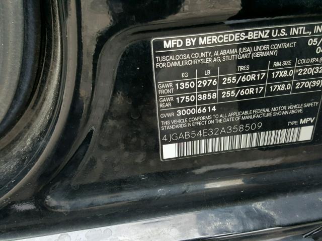 4JGAB54E32A358509 - 2002 MERCEDES-BENZ ML 320 BLACK photo 10