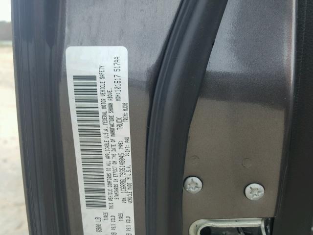 1C6RR6LT9GS148045 - 2016 RAM 1500 SLT GRAY photo 10