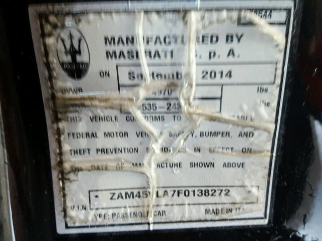 ZAM45VLA7F0138272 - 2015 MASERATI GRANTURISM BLACK photo 10