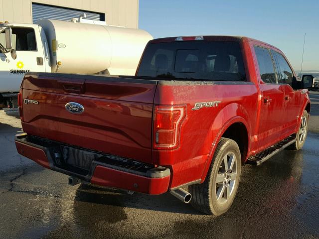 1FTEW1CG0FKE02584 - 2015 FORD F150 SUPER RED photo 4