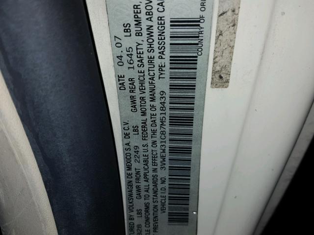 3VWEW31C87M518439 - 2007 VOLKSWAGEN NEW BEETLE 米色 照片 10