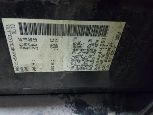 1N4AL2AP9AN456060 - 2010 NISSAN ALTIMA BAS BLACK photo 10