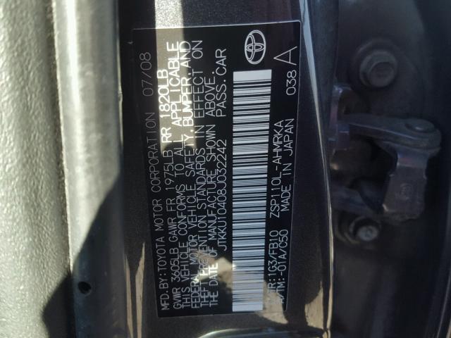 JTKKU10408J032242 - 2008 TOYOTA SCION XD GRAY photo 10