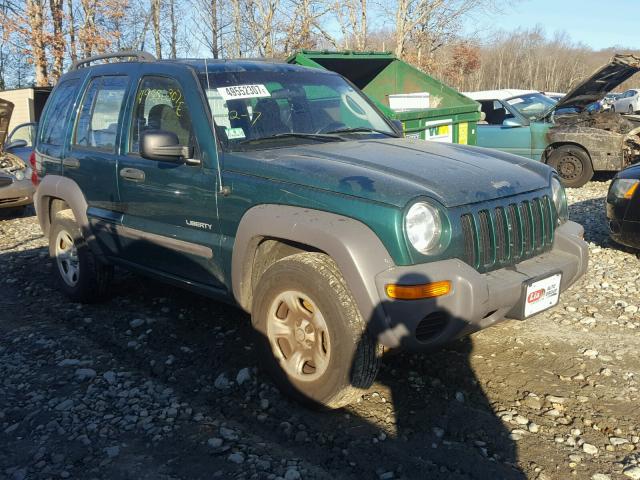 1J4GL48K04W198241 - 2004 JEEP LIBERTY SP GREEN photo 1