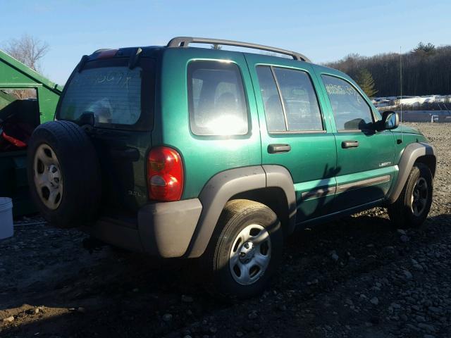 1J4GL48K04W198241 - 2004 JEEP LIBERTY SP GREEN photo 4