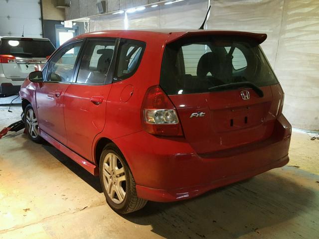 JHMGD38697S023996 - 2007 HONDA FIT S RED photo 3